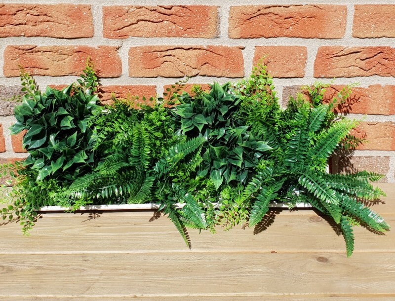 Wandbild Wand Deko Rahmen mit künstlichen Blumen Farn Dekoration