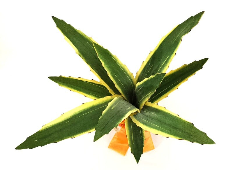 Gesteck Kunstblumen Topf rund Orange Sanseverie Topfblume künstlich Geschenk