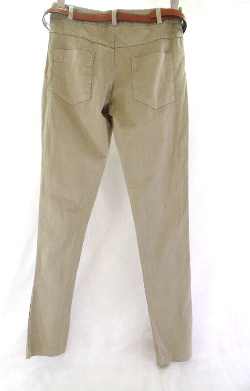 Hose Größe S Beige Stoffhose Shini Mode mit Gürtel
