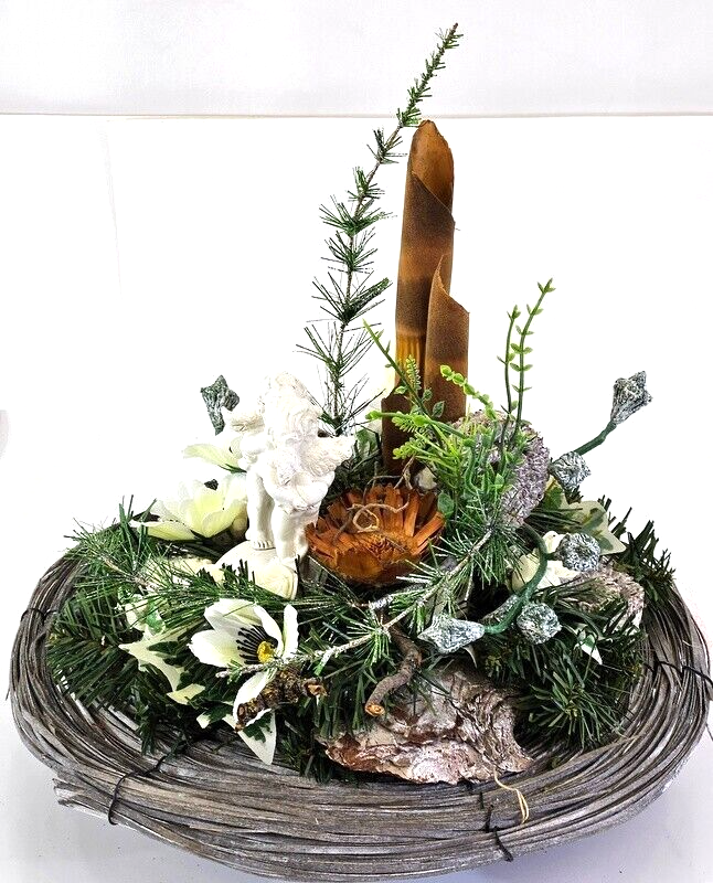 Casa-Poador Grabgesteck Weiß Naturdeko Künstliche Blumen Engel Gedenken Friedhof