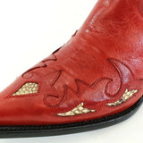 Westernstiefel 39 Rot Short Rojo Natural Rot Applikationen Leder spitz Go West