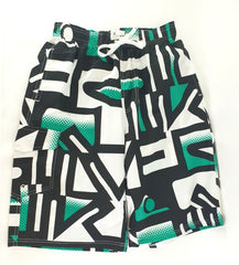 Badehose Badeshorts M Beach Wear E & F Shorts Schwarz Grün gemustert Bermuda