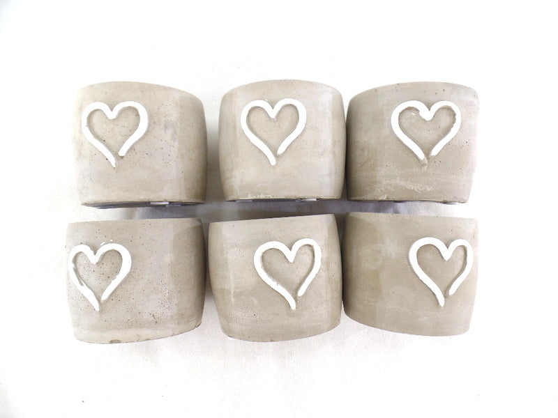 Töpfe Beton grau mit weißem Herz 6 klein 8 cm D. Varianten 3 groß 11 cm D