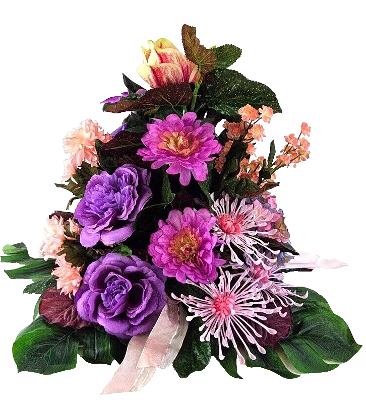 Gesteck Kunstblumen rund Grabgesteck Rosa Magnolie Chrysanthemen Hortensie