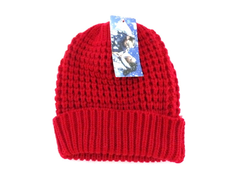 Mützen Strickmützen Umschlag in 4 Farb - Varianten Beige Rosa Rot d. Braun
