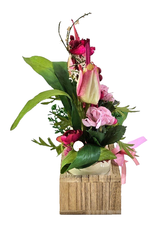 Casa-Poador Künstliches Gesteck  Kunstblume in Holzkästchen Blume  Geschenk