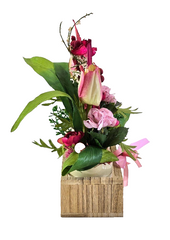 Casa-Poador Künstliches Gesteck  Kunstblume in Holzkästchen Blume  Geschenk