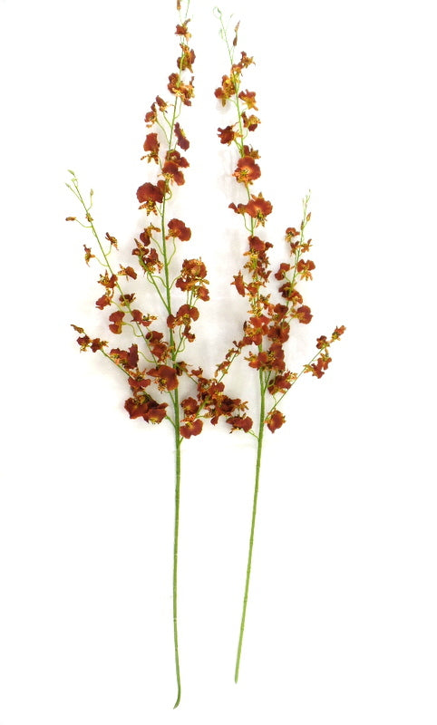 Künstliche Seidenblumen Orchideen Braun Rost 4 Zweige 100 cm Dekoration Top