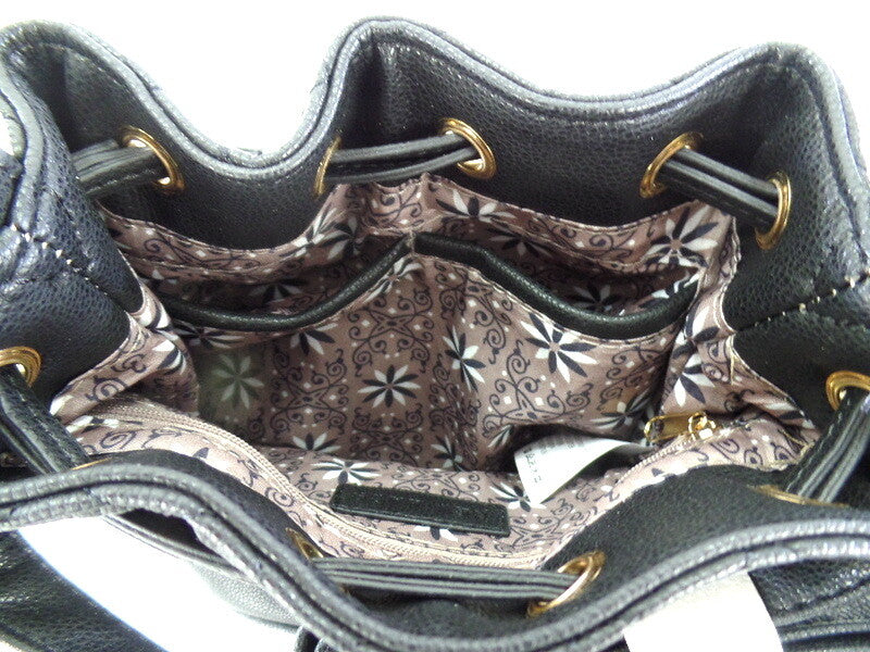 Damentasche Rucksack Optik Schwarz New Bags Tasche Handtasche Kordelzug