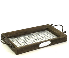 Serviertablett Holztablett 30 x 19 cm Tablett Serviertablett Deko Holz Tablett