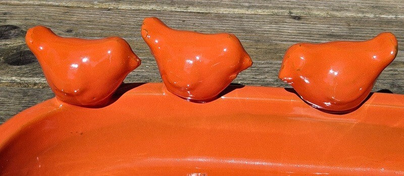 Vogeltränke Vogelbad Orange Garten Wasserschalen Vogelbecken Tiertränke Geschenk