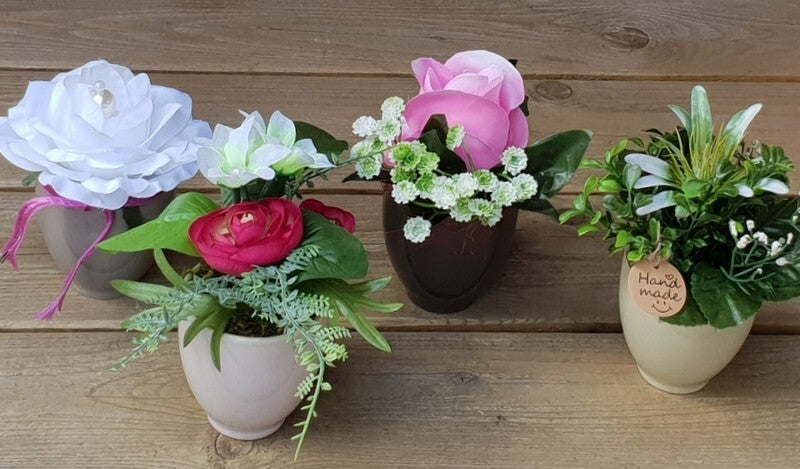 Künstliche Gestecke Set 4 Stück Kunstblume Pflanzen Blume Deko 15 cm H Geschenk