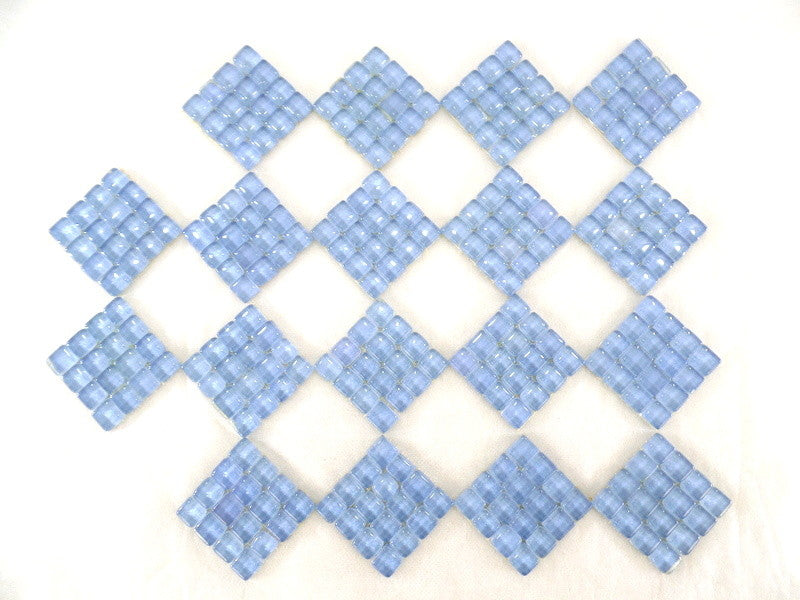 BORDÜRE Glasmosaik Himmelblau Klarglas Borde 18 Stück 50 x 50 mm 288 Steine 5 mm
