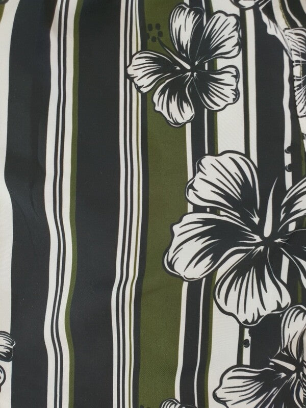 Shorts Badehose M/L Bermudas Lotus geblümt gestreift Schwarz Grün Weiß