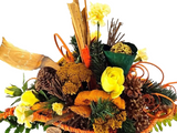 CASA - POADOR GRABSTRAUß Gelb Orange Natur künstliche Blumen Querstrauß Friedhof