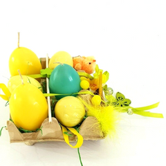 Oster Eier Kerzen 3 er Set Wabe Gelb Türkis Eierkerzen Ostern Deko Geschenk