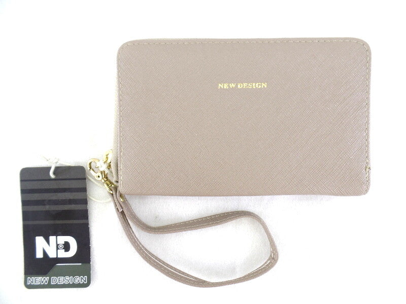 Geldbörse Portmonaie Wallet Taupe Etui New Design Querformat Fee Anhänger