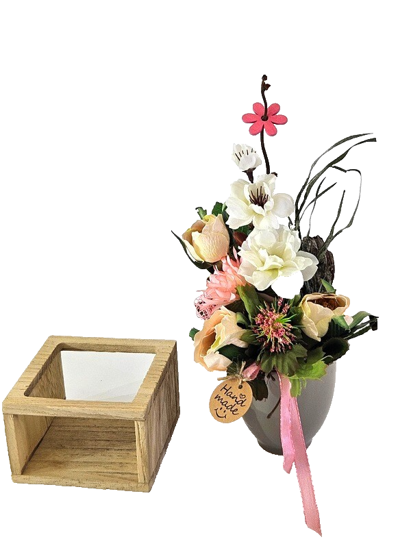Casa-Poador Künstliches Gesteck  Kunstblume in Holzkästchen Blume  Geschenk Deko