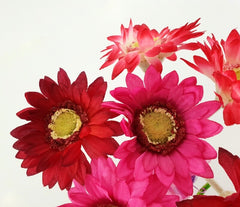 Gesteck Topfblume Gerbera Rosa Pink Kunstblumen Keramikgefäß rund Dekoration
