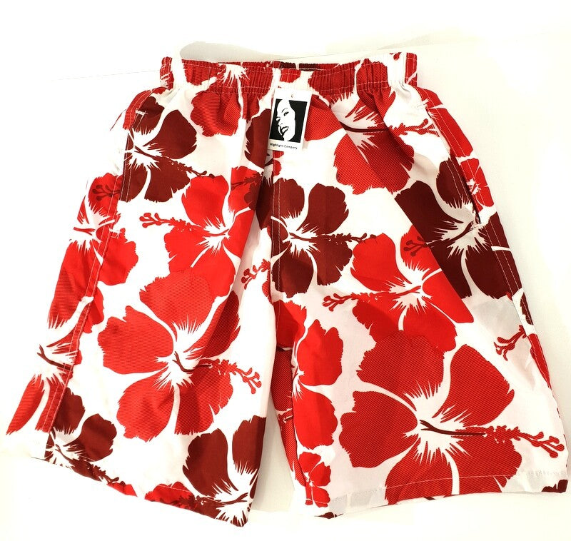 Badehosen Kinder 3 für 2 Badeshorts 128 - 140 Hibiskus Shorts geblümt Kinder