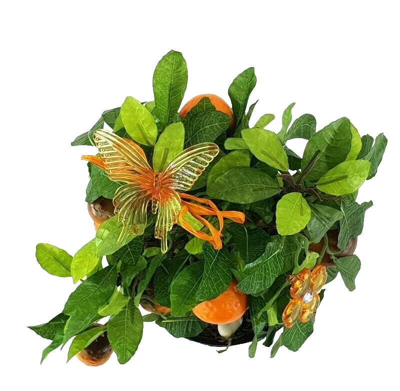 Topfpflanze Orangenbäumchen Kunstblumen Schmetterling Dekoration