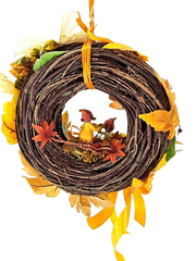 Kranz Tür / Wand Kranz 30 cm künstlich wie echt Herbstbätter Sonnenblume Orange
