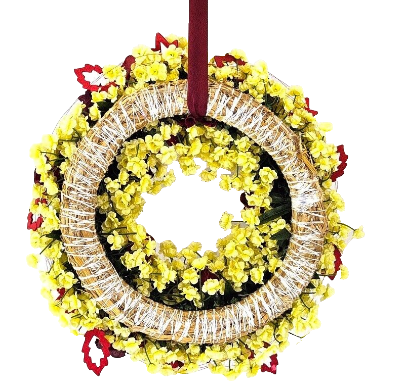 Kranz Tür/ Wand Kranz 40 cm künstlich wie echt rote Rosen Holzblätter Dekoration