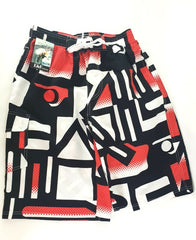 Badehose Badeshorts M Beach Wear E & F Shorts Schwarz Weiß Rot gemustert