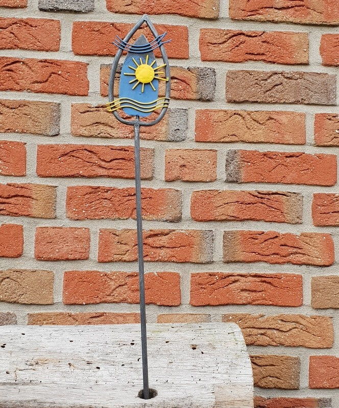 Gartenstecker Wellen Sonne 70 cm H Pflanzstecker Gartenstab Metall Deko