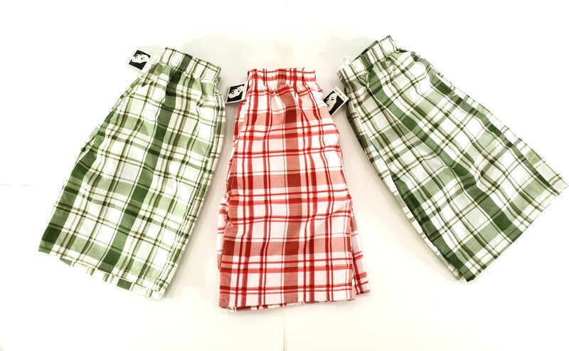 Badehosen Kinder 3 für 2 Badeshorts 128 - 140 Shorts kariert Kinder Grün Rot