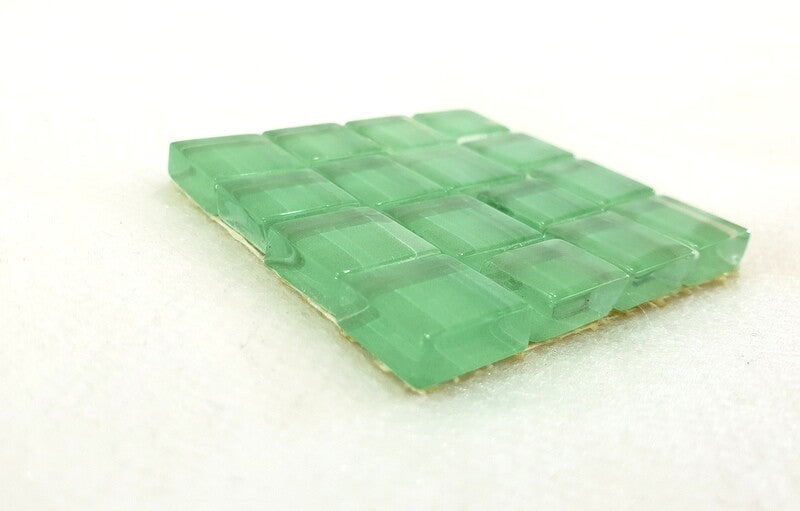 BORDÜRE Glasmosaik hellgrün Klarglas Borde 4 Quadrate 50 x 50 mm x 5 mm flach