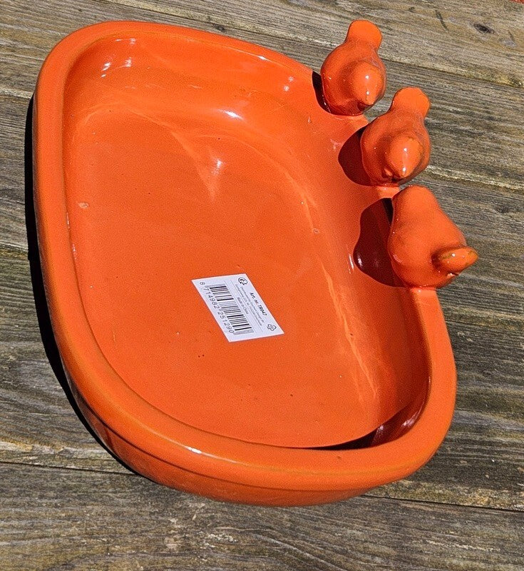 Vogeltränke Vogelbad Orange Garten Wasserschalen Vogelbecken Tiertränke Geschenk