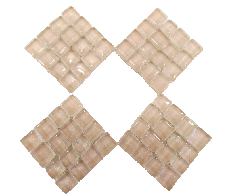 GLASMOSAIK Bordüre hell Lachs Klarglas Borde 4 Quadrate 50 x 50 mm x 5 mm