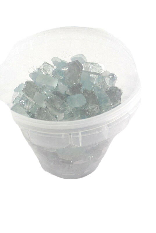 Mosaik Glas 650 g grau türkis glänzend matt unregelmäßig Crush Basteln Diy