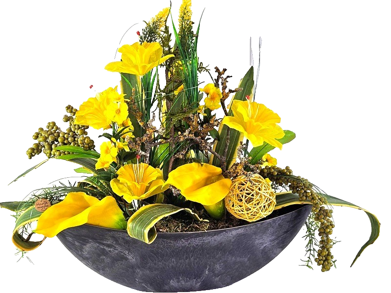 Casa-Poador Gesteck Kunstblumen Ellipsenform Blumengesteck Calla Melamingefäß