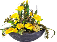 Casa-Poador Gesteck Kunstblumen Ellipsenform Blumengesteck Calla Melamingefäß