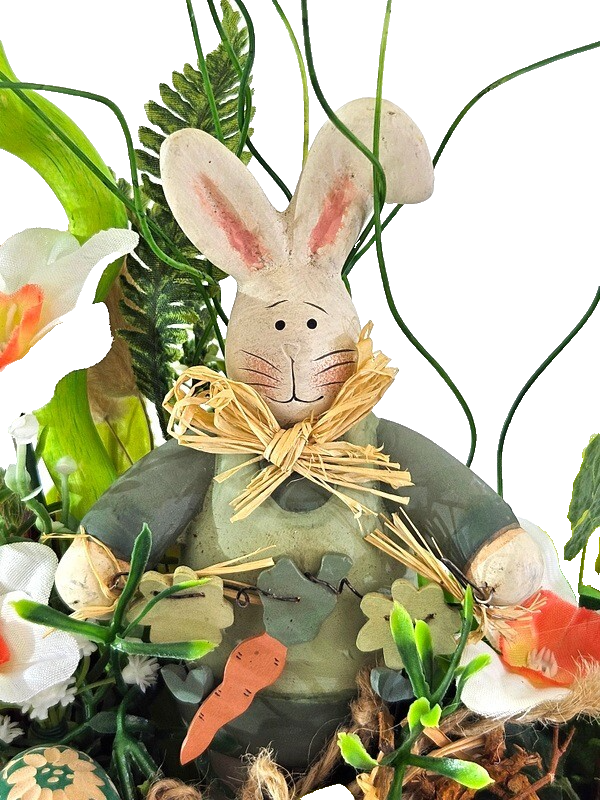 Casa-Poador Ostergesteck Weiß Grün Kunstblumen OsterglockenEier Keramikhase Deko