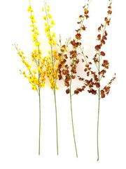 Künstliche Seidenblumen Orchideen Gelb / Braun 4 Zweige 100 cm Dekoration Top !