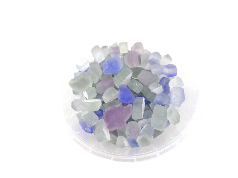 Mosaik Crush Glas matt 650g Grau Lila Blau unregelmäßig Mix Milchglas Steine DIY