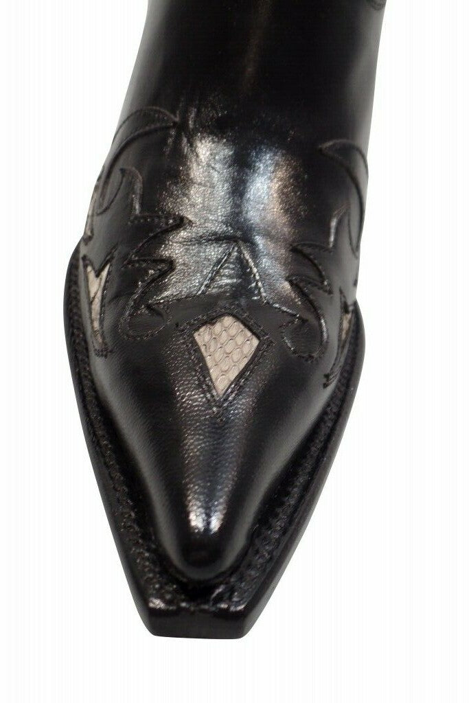 Westernstiefel 37 Schwarz Short Natural Negro Applikationen Leder spitz Riporto