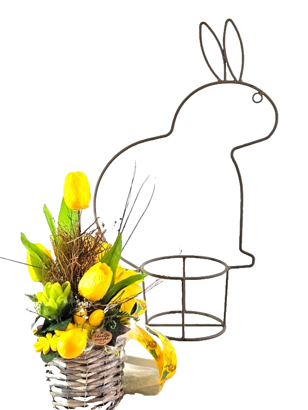 Casa-Poador Ostergesteck Gelb Kunstblumen Osterglocken Eier Hasengestell Deko