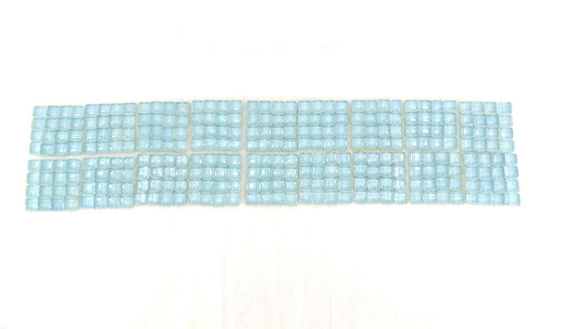 BORDÜRE Glasmosaik Wolkenblau Klarglas Borde 18 Stück 50 x 50 mm 288 Steine 5 mm
