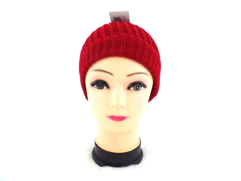 Mützen Strickmützen Umschlag in 4 Farb - Varianten Beige Rosa Rot d. Braun