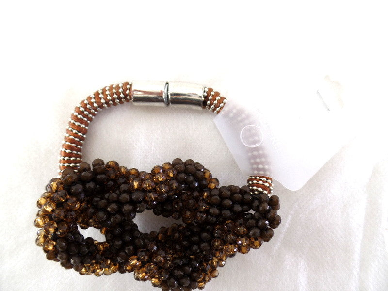 Fashion Jewelry Armband braun Modeschmuck Magnetverschluss Perlen Knoten