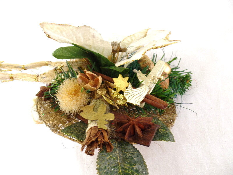 Weichnachtsstrauß Creme Weihnachtsstern künstliche Accessoires Sterne Kugeln