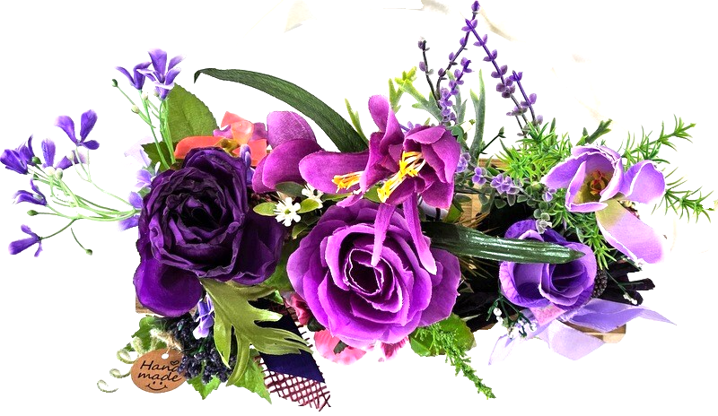 Casa-Poador Künstliches Gesteck Kunstblume Lila in Holzkästchen Blume Geschenk
