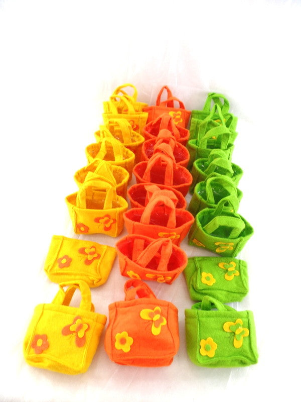 Filztüten Taschen 24 Stück  je 8 Stück in 3 Farben  gelb orange grün Deko