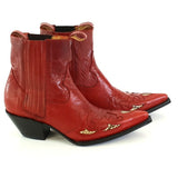 Westernstiefel 39 Rot Short Rojo Natural Rot Applikationen Leder spitz Go West