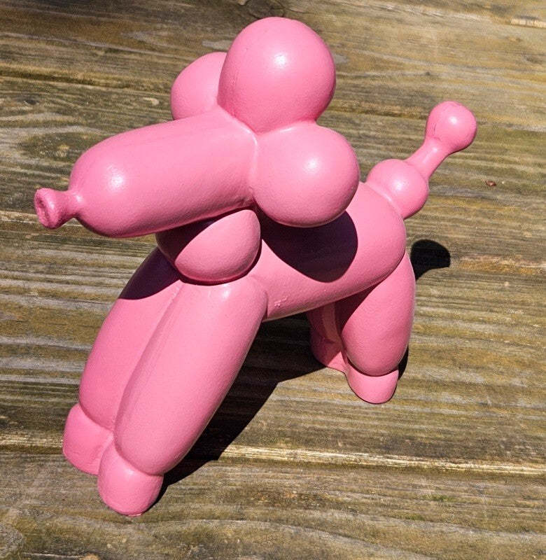 Ballon Hund Rosa Pudel Dijk Moderne Skulptur Dekofigur ca. 17,5 x 7 x 15,5 cm