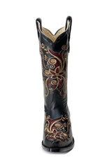 Westernstiefel 38 Schwarz Yessenia Piel Harlem Cowboystiefel Leder spitz Rudel